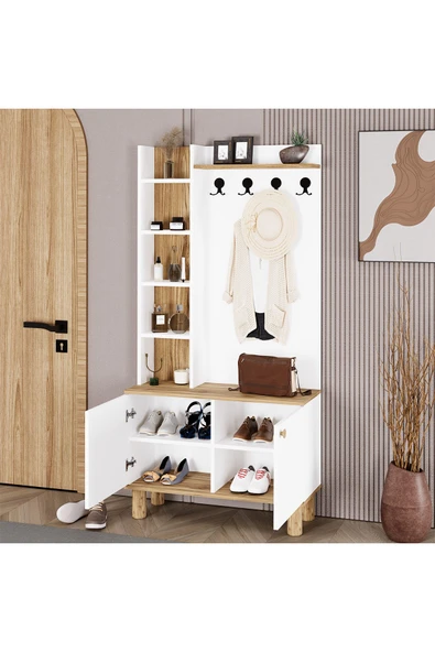 Kalender Dekor Evin-1 Bohem Ayaklı Ayakkabılık Portmanto Vestiyer - Resim 4