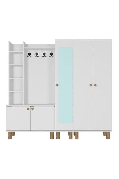 Kalender Dekor Evin-1-3-4 Bohem Ayaklı Aynalı Ayakkabılık Portmanto Vestiyer - Resim 5