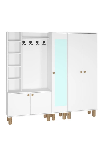 Kalender Dekor Evin-1-3-4 Bohem Ayaklı Aynalı Ayakkabılık Portmanto Vestiyer - Resim 6