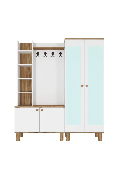 Kalender Dekor Evin-1-2 Bohem Ayaklı Aynalı Ayakkabılık Portmanto Vestiyer - Resim 5