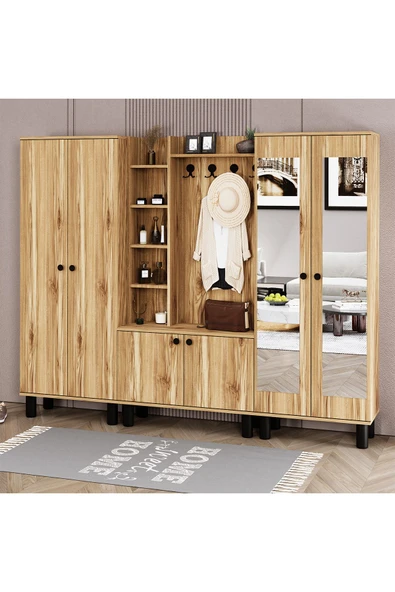 Kalender Dekor Evin-1-2-4 Bohem Ayaklı Aynalı Ayakkabılık Portmanto Vestiyer - Resim 3