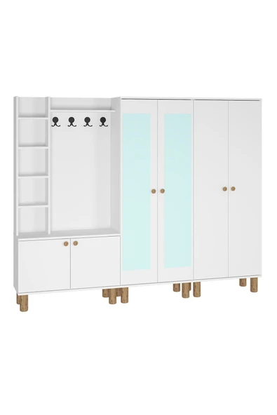 Kalender Dekor Evin-1-2-4 Bohem Ayaklı Aynalı Ayakkabılık Portmanto Vestiyer - Resim 5