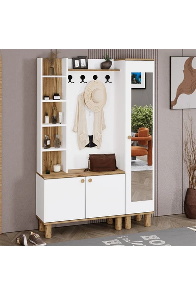 Kalender Dekor  Evin-1-3 Bohem Ayaklı Aynalı Ayakkabılık Portmanto Vestiyer - 2
