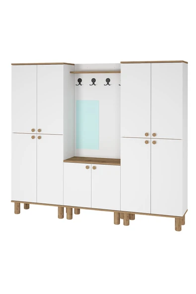 Kalender Dekor Ferda-1-3-3 Bohem Ayaklı Aynalı Ayakkabılık Portmanto Vestiyer - Resim 5