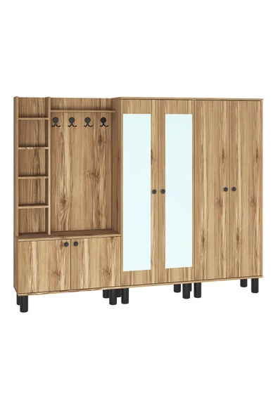 Kalender Dekor Evin-1-2-4 Bohem Ayaklı Aynalı Ayakkabılık Portmanto Vestiyer - Resim 5