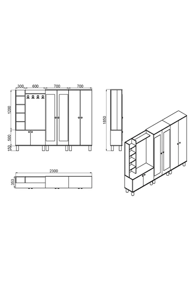 Kalender Dekor Evin-1-2-4 Bohem Ayaklı Aynalı Ayakkabılık Portmanto Vestiyer - Resim 7