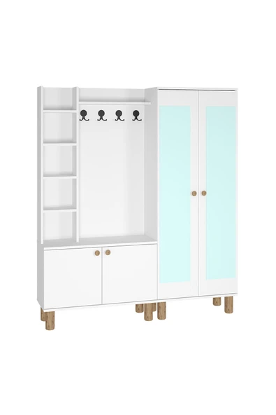 Kalender Dekor Evin-1-2 Bohem Ayaklı Aynalı Ayakkabılık Portmanto Vestiyer - Resim 6