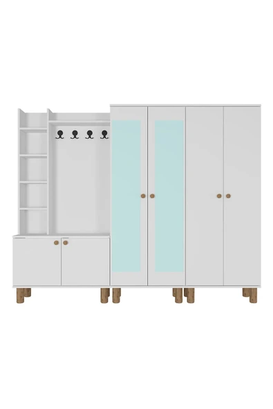 Kalender Dekor Evin-1-2-4 Bohem Ayaklı Aynalı Ayakkabılık Portmanto Vestiyer - Resim 6