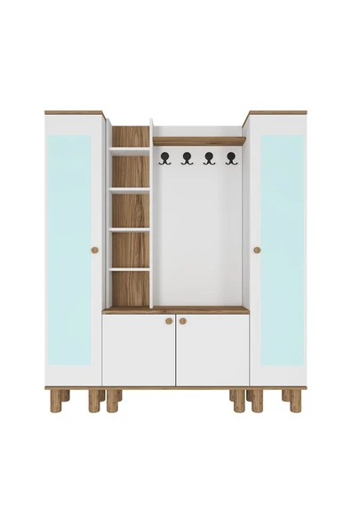 Kalender Dekor Evin-1-3-3 Bohem Ayaklı Aynalı Ayakkabılık Portmanto Vestiyer - Resim 5