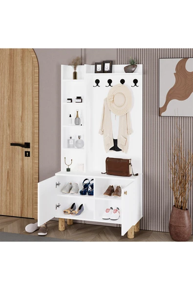 Kalender Dekor Evin-1 Bohem Ayaklı Ayakkabılık Portmanto Vestiyer - Resim 4