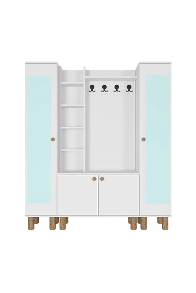 Kalender Dekor Evin-1-3-3 Bohem Ayaklı Aynalı Ayakkabılık Portmanto Vestiyer - Resim 5