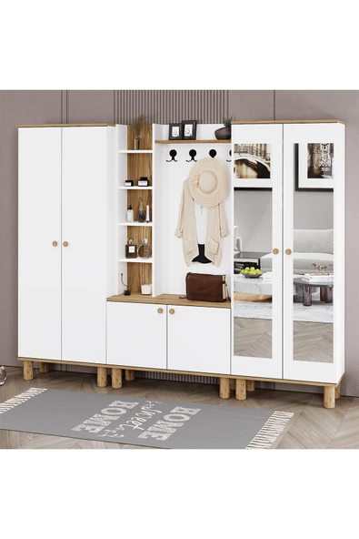 Kalender Dekor Evin-1-2-4 Bohem Ayaklı Aynalı Ayakkabılık Portmanto Vestiyer - Resim 3