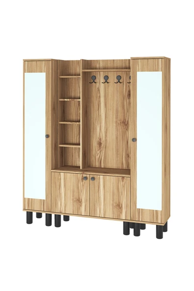 Kalender Dekor Evin-1-3-3 Bohem Ayaklı Aynalı Ayakkabılık Portmanto Vestiyer - Resim 6