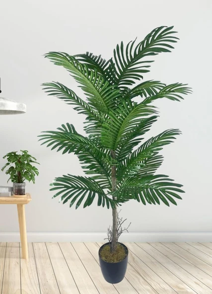 Nettenevime Yapay Ağaç Palmiye 16Yaprak Areka Ağacı Siyah Saksıda Tek Gövdeli 150*70Cm - Resim 5