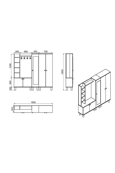 Kalender Dekor Evin-1-3-4 Bohem Ayaklı Aynalı Ayakkabılık Portmanto Vestiyer - Resim 7