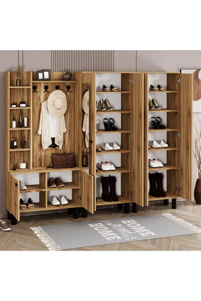 Kalender Dekor Evin-1-2-4 Bohem Ayaklı Aynalı Ayakkabılık Portmanto Vestiyer - Resim 4