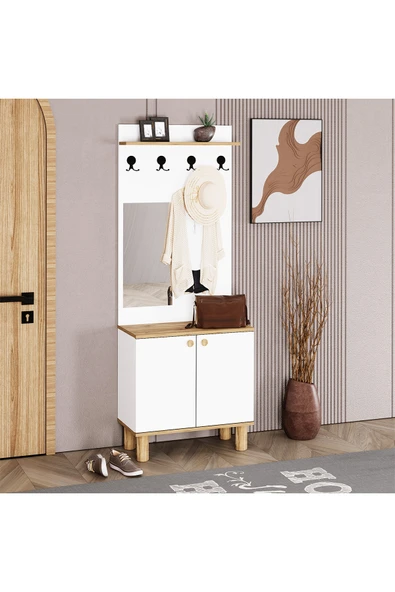 Kalender Dekor Ferda-1 Bohem Ayaklı Aynalı Portmanto Vestiyer Ayakkabılık - Resim 3