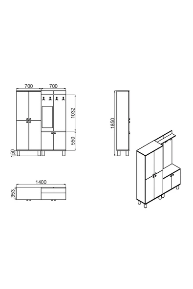 Kalender Dekor Ferda-1-3 Bohem Ayaklı Aynalı Portmanto Vestiyer Ayakkabılık - Resim 7