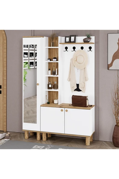 Kalender Dekor  Evin-1-3 Bohem Ayaklı Aynalı Ayakkabılık Portmanto Vestiyer - 3