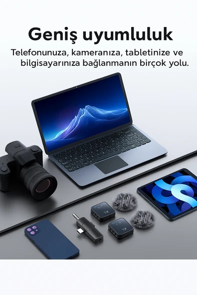QASUL 2 Lİ KABLOSUZ YAKA MİKROFONU iOS Android, Kamera, USB-C  , Video Kaydı, Vloglama - 4