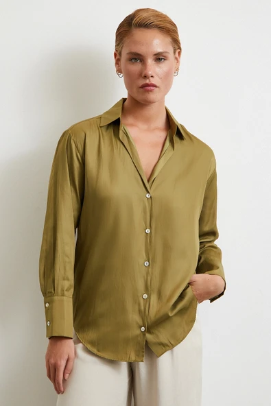 Diagonal Desen Gömlek Yeşil ürün görseli