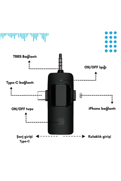 QASUL 2 Lİ KABLOSUZ YAKA MİKROFONU iOS Android, Kamera, USB-C  , Video Kaydı, Vloglama - 3