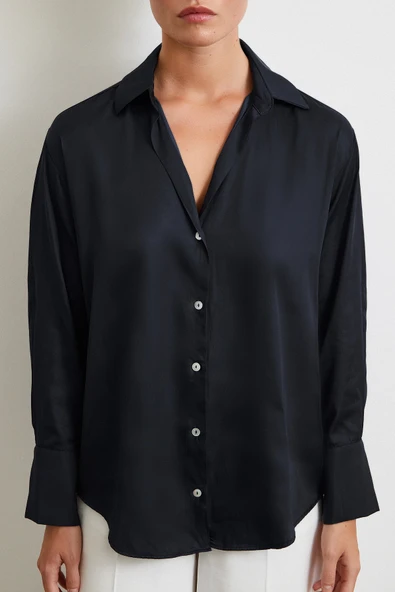 Diagonal Desen Gömlek Siyah - Resim 5