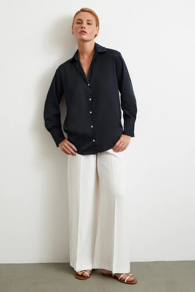 Diagonal Desen Gömlek Siyah - Resim 2