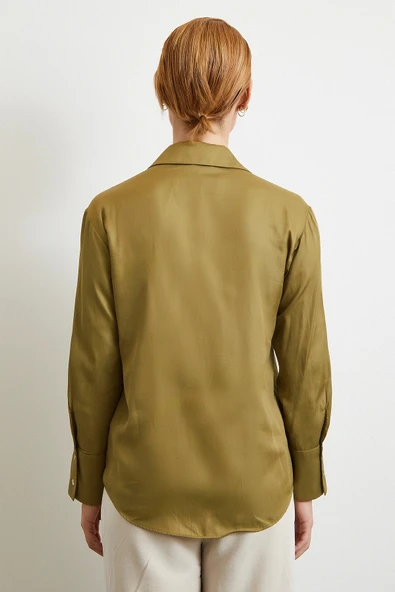 Diagonal Desen Gömlek Yeşil - Resim 6