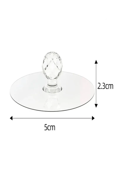 Mucit Home Şeffaf Kristal Başlıklı 2'li Yapışkanlı Kulp Dolap Çekmece Kulp Tutacak Askı - 3