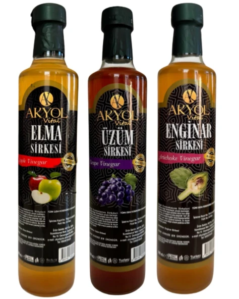 Elma-Enginar-Üzüm 3’lü Sirke Seti - 1