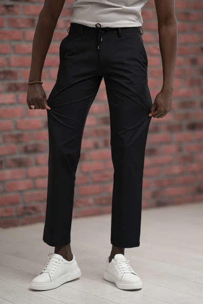 Regular Fit Likralı Paraşüt Kumaş Beli İplikli Ve Lastikli Jogger Pantolon - Resim 11