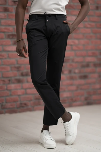 Regular Fit Likralı Paraşüt Kumaş Beli İplikli Ve Lastikli Jogger Pantolon - Resim 10