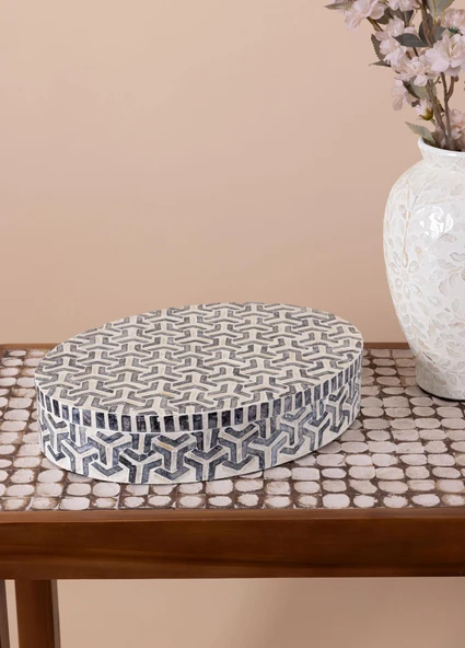 The Mia Sedef Yuvarlak Kutu 40x30x8 cm TLC0089 - Resim 2