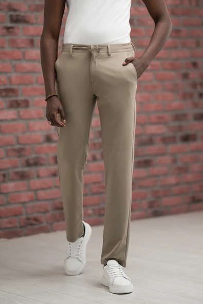 Regular Fit Likralı Penye Kumaş Beli İplikli Ve Lastikli Jogger Pantolon - Resim 4