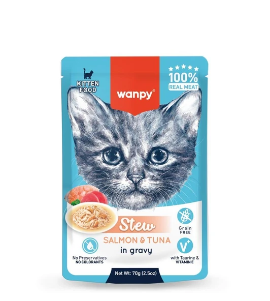 Wanpy Stew Pouch Ton Balıklı Somonlu Yaş Kedi Maması 70g ürün görseli