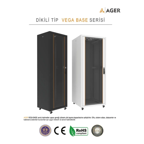 AGER Vega Base 26U W=800mm D=1000mm 19'' Dikili Tip Kabinet