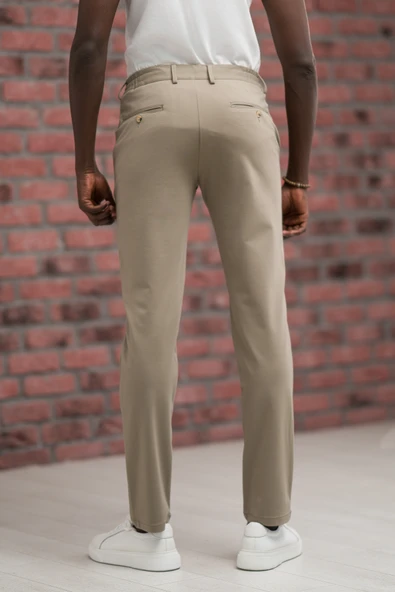 Regular Fit Likralı Penye Kumaş Beli İplikli Ve Lastikli Jogger Pantolon - Resim 3