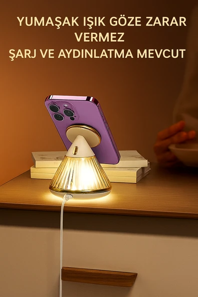 QASUL Şarj İstasyonlu Başucu Lambası Manyetik 15W Ayarlanabilir Parlaklık Parti Aydınlatması için Modern Tasarımı - Resim 2