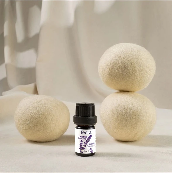 Fecra Zıpzıp 3’lü Yün Kurutma Topu Lavanta Yağı - Organik Doğal Çamaşır Yumuşatıcı - 5