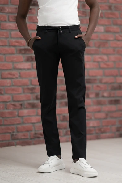 Regular Fit Likralı Penye Kumaş Beli İplikli Ve Lastikli Jogger Pantolon - Resim 7