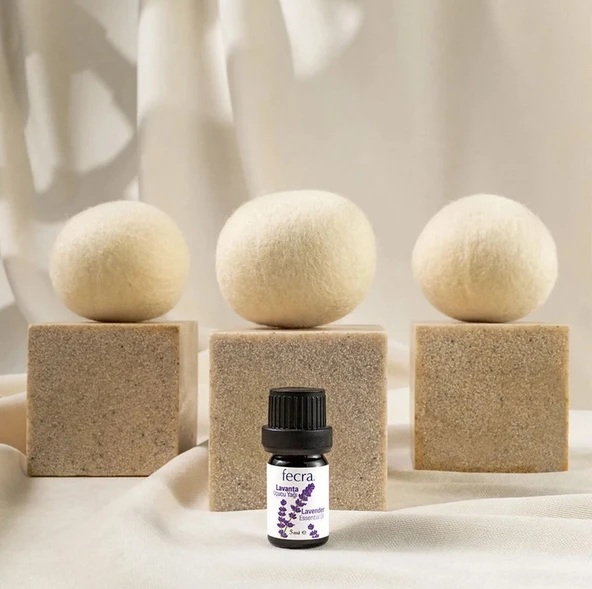 Fecra Zıpzıp 3’lü  Yün Kurutma Topu  Lavanta Yağı -  Organik Doğal Çamaşır Yumuşatıcı - 2