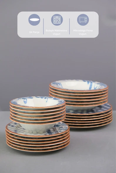 Tabak Evi Porselen Lindy Yemek Takımı 6 Kişilik 24 Parça BNS24YKPRS1216 - 6