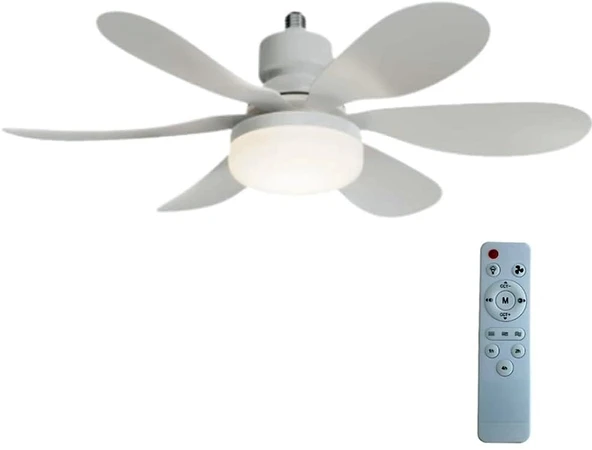 Tavan Vantilatörü 15w Beyaz / Günışığı Ledli E-27 Duy a Takılabilen 5 Kanatlı Kumandalı Vantilatör 80-265v - 2