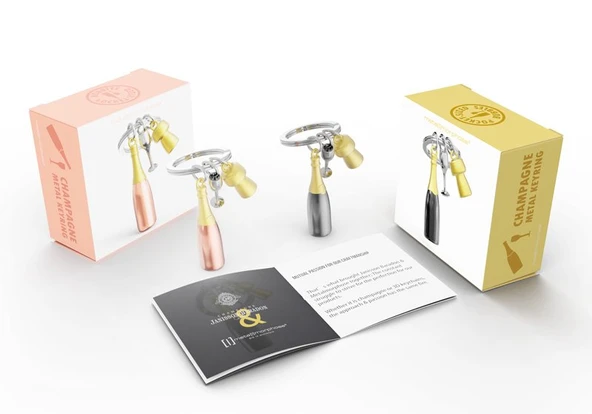 Metalmorphose Şampanya Kadeh Anahtarlık Rose - Resim 6