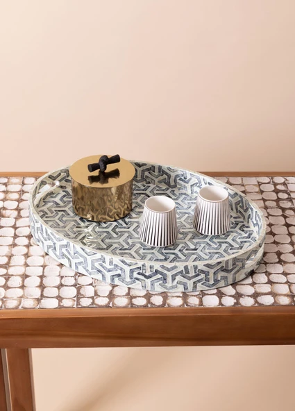 The Mia Sedef Oval Tepsi 50x36x6 cm TLC0094 - Resim 2