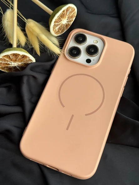 Galaxy S23 FE MagSafe Mat Silikon Kılıf Şeftali - Resim 4