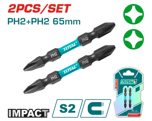 Total TACIM72PH265 – Darbeli 2’li PH2 Bits Uç Seti (65 mm - 1