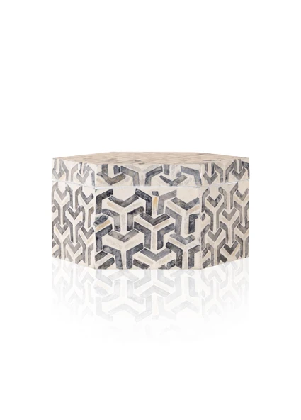 The Mia Sedef Altıgen Kutu 24x21x12 cm TLC0092 ürün görseli 1