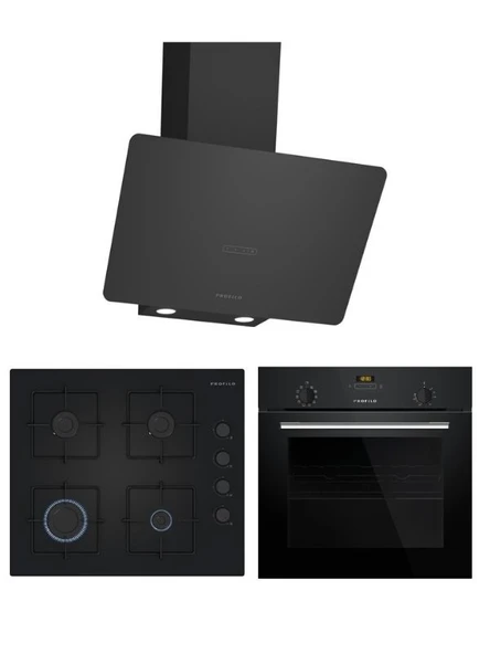 Profilo Siyah Cam Ankastre Set (FRMA234S - DVK6J469 - OE36K6P10D)